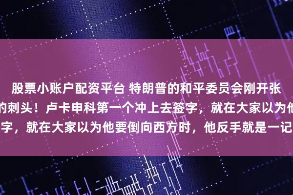 股票小账户配资平台 特朗普的和平委员会刚开张，就迎来了一个最难搞的刺头！卢卡申科第一个冲上去签字，就在大家以为他要倒向西方时，他反手就是一记回马枪